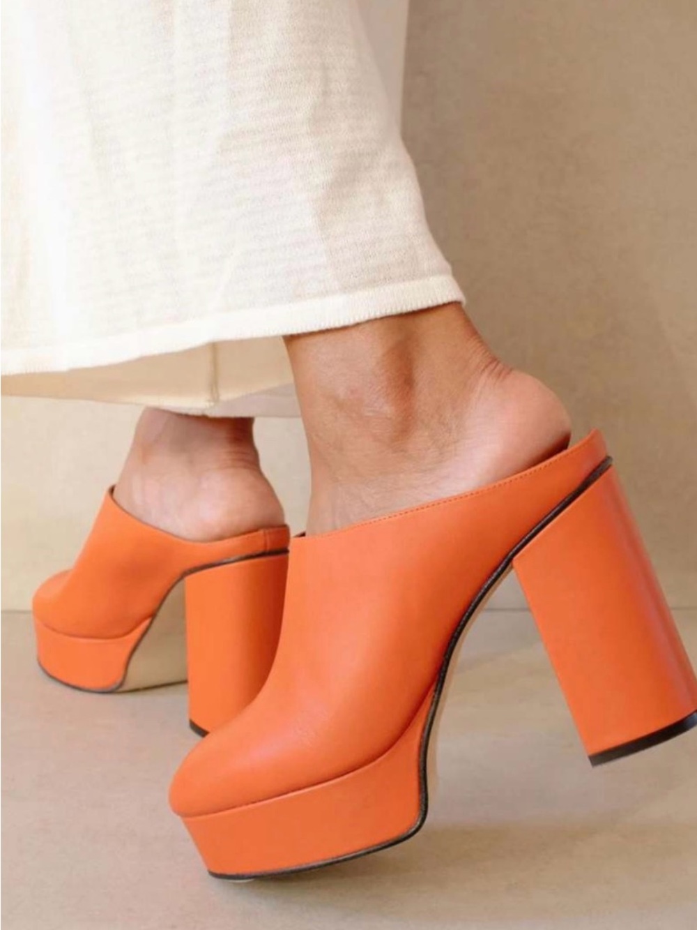 Alohas Platform Mule Heels in Orange - women’s size 41/10